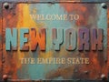 Welcome to New York rusted street sign Royalty Free Stock Photo