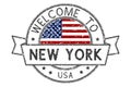 Welcome to New York, USA stamp. Colored decorative tourist stamp with national flag Royalty Free Stock Photo