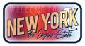 Welcome to new york vintage rusty metal sign vector illustration. Vector state map in grunge style with Typography hand drawn Royalty Free Stock Photo