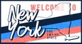 Welcome to new york vintage rusty metal sign vector illustration. Vector state map in grunge style with Typography hand drawn Royalty Free Stock Photo