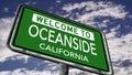 Welcome to Oceanside, California, US City Road Sign Close Up Realistic Animation