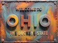 Welcome to Ohio rusted street sign