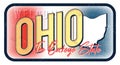 Welcome to ohio vintage rusty metal sign vector illustration. Vector state map in grunge style with Typography hand drawn Royalty Free Stock Photo