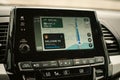 Welcome to Oklahoma text message appear on screen of real-time GPS navigation maps application on display audio