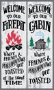 Welcome to our firepit and cabin sign Royalty Free Stock Photo