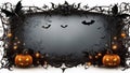 October holiday-themed digital assets Halloween-themed scrapbooking borders Pumpkin and bat border illustrations Royalty Free Stock Photo