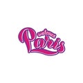 Welcome to Paris font logo. Trendy lettering phrase design. Print for t-shirt, postcard, souvenir, bag. Vector