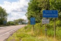 The Welcome to Pennsylvania state line sign on US Route 62 in Warren County, Pennsylvania, USA Royalty Free Stock Photo