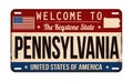 Welcome to Pennsylvania vintage rusty license plate Royalty Free Stock Photo