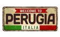 Welcome to Perugia vintage rusty metal sign