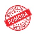 Welcome to Pomona. Impression of a round stamp with a scuff