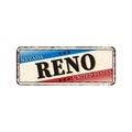 Welcome to Reno Nevada vintage rusty metal sign vector illustration Royalty Free Stock Photo