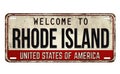 Welcome to Rhode Island vintage rusty metal plate