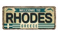 Welcome to Rhodes vintage rusty metal sign