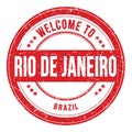 WELCOME TO RIO DE JANEIRO - BRAZIL, words written on red stamp