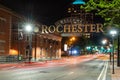 Welcome to Rochester Sign at Night