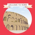 Welcome to Roma promotional banner with famous coliseum