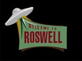 Welcome to Roswell on a black background