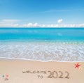 Welcome to 2022 on the sand Royalty Free Stock Photo