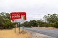 `Welcome to South Australia` sign at the border of South Australia and Victoria