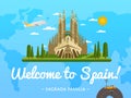 Welcome to Spain poster with famous attraction