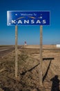 Welcome to the State of Kansas - Roadsign Royalty Free Stock Photo