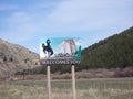 Welcome to State of Wyoming Welcomes You Sign Royalty Free Stock Photo