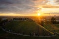 Sunrise over Krakus Mound in Krakow, Poland Royalty Free Stock Photo