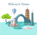 Welcome to Taiwan Greeting Card with Landmarks