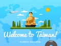 Welcome to Taiwan poster with famous attraction