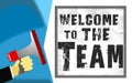 Welcome to the team word with megaphone icon Royalty Free Stock Photo