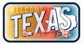 Welcome to Texas vintage rusty metal sign vector illustration. Vector state map in grunge style with Typography hand drawn Royalty Free Stock Photo