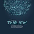 Welcome to Thailand design concept. Hand symbols of Thailand wit