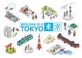 Welcome to TOKYO JAPAN.Isometric vector Illustration of TOKYO CITY JAPAN.