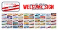 Welcome to 50 US states set vintage rusty metal sign vector illustration. Vector state map in grunge style with Typography hand