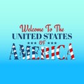 Welcome to the usa with American text wrapped flag Royalty Free Stock Photo