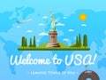 Welcome to USA poster with famous attraction