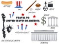 Welcome to USA. Symbols United States. Set of icons. Vector.