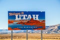 Welcome to Utah sign at Monument Valley, Navajo Nation, Utah/Arizona Border Royalty Free Stock Photo