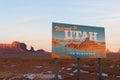 Welcome to Utah street sign with monument valley Royalty Free Stock Photo