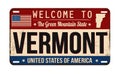 Welcome to Vermont vintage rusty license plate Royalty Free Stock Photo