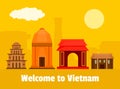 Welcome to Vietnam background, flat style