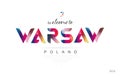 Welcome to warsaw poland card and letter design typography icon