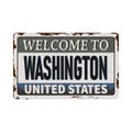 Welcome to Washington vintage rusty metal sign on a white background, vector illustration