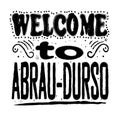Welcome to Abrau-Durso - inscription in black letters on a white background.