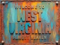 Welcome to West Virginia rusted street sign Royalty Free Stock Photo