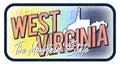 Welcome to west virginia vintage rusty metal sign vector illustration. Vector state map in grunge style with Typography hand drawn Royalty Free Stock Photo