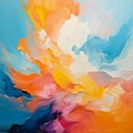 Colorful Brushstrokes: Abstract Oil Painting Background, AI Generated