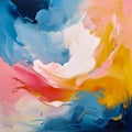 Colorful Brushstrokes: Abstract Oil Painting Background, AI Generated