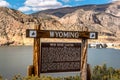 Welcome to Wyoming sign to Wind River Canyon Royalty Free Stock Photo